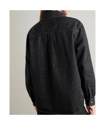 Blazé Milano Berber Embroidered Denim Shirt In Black