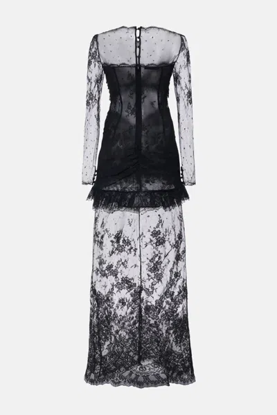 Alessandra Rich Sheer Lace Dress In Black