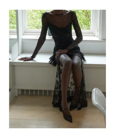 Alessandra Rich Sheer Lace Dress In Black