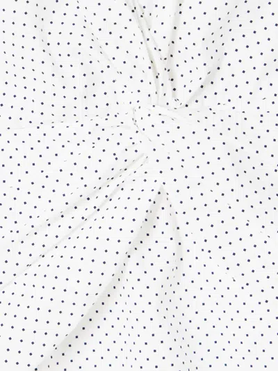 Alessandra Rich Twist-front Gathered Printed Cotton-poplin Midi Dress In White