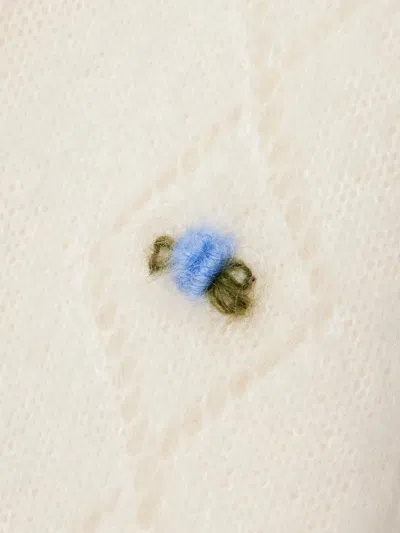 Alessandra Rich Embroidered Pointelle-knit Mohair-blend Cardigan In Neutral