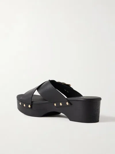 Ancient Greek Sandals Marilisa Sabot Buckled Leather Platform Sandals In Black