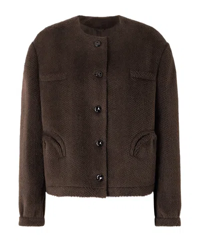 Blazé Milano This Is It Gliss Herringbone Alpaca And Wool-blend Jacket In Brown