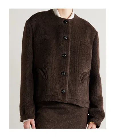 Blazé Milano This Is It Gliss Herringbone Alpaca And Wool-blend Jacket In Brown
