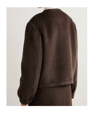 Blazé Milano This Is It Gliss Herringbone Alpaca And Wool-blend Jacket In Brown