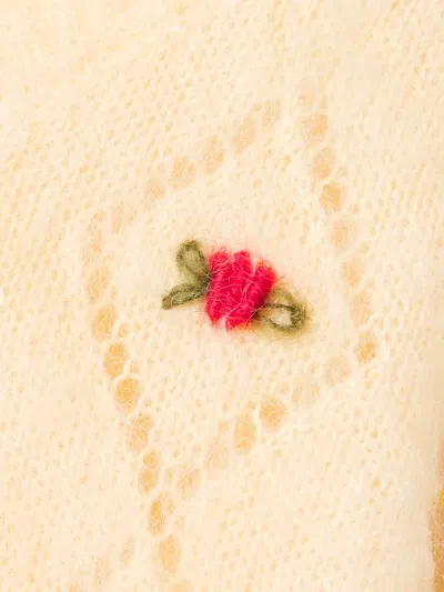Alessandra Rich Embroidered Mohair-blend Sweater In Yellow