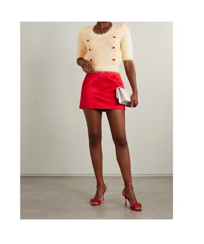 Alessandra Rich Embroidered Mohair-blend Sweater In Yellow