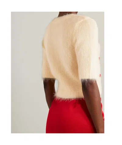 Alessandra Rich Embroidered Mohair-blend Sweater In Yellow
