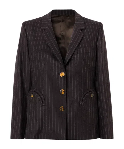 Blazé Milano Akira Pinstriped Wool And Cashmere-blend Blazer In Brown