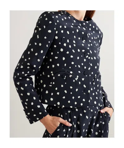 Blazé Milano Shamo Polka-dot Silk Jacket In Black