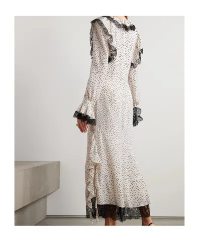 Alessandra Rich Polka Dot Dress With Lace Trim In Multi