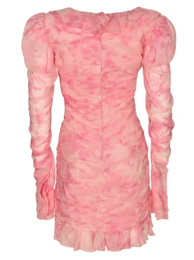Alessandra Rich Tie-dye Mini Dress With Embellishments In Pink