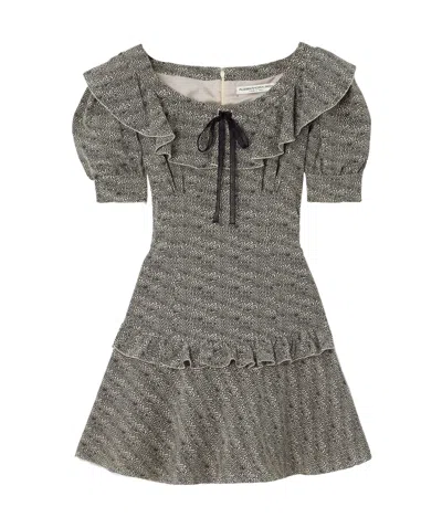Alessandra Rich Tiered Leopard-print Silk Mini Dress In Gray