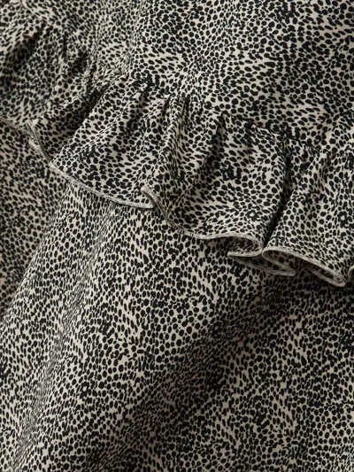 Alessandra Rich Tiered Leopard-print Silk Mini Dress In Gray