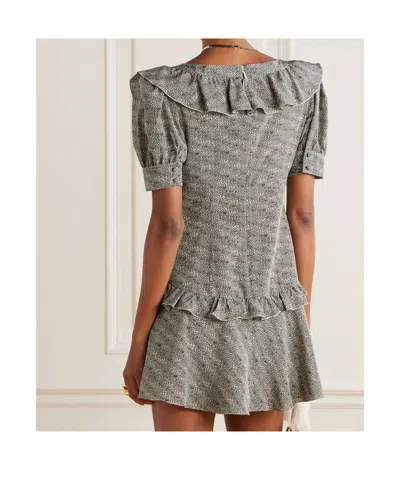 Alessandra Rich Tiered Leopard-print Silk Mini Dress In Gray