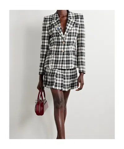 Alessandra Rich Checked Wool-twill Blazer In Black