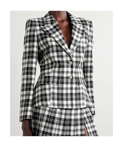 Alessandra Rich Checked Wool-twill Blazer In Black