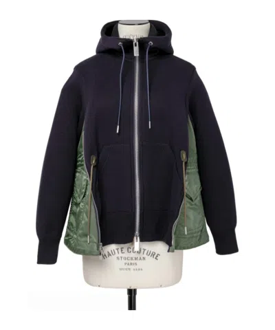 Sacai Sponge Sweat X Nylon Twill Hoodie In Multi