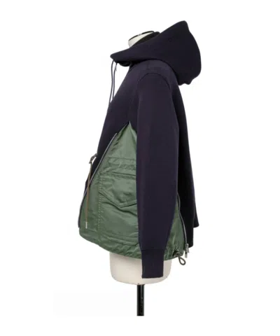 Sacai Sponge Sweat X Nylon Twill Hoodie In Multi