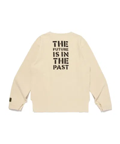 Human Made Long Sleeve Henley T-shirt Text Print In Neutral