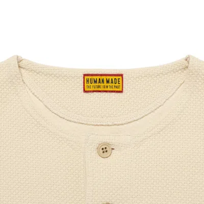 Human Made Long Sleeve Henley T-shirt Text Print In Neutral