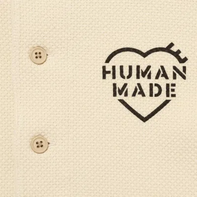 Human Made Long Sleeve Henley T-shirt Text Print In Neutral