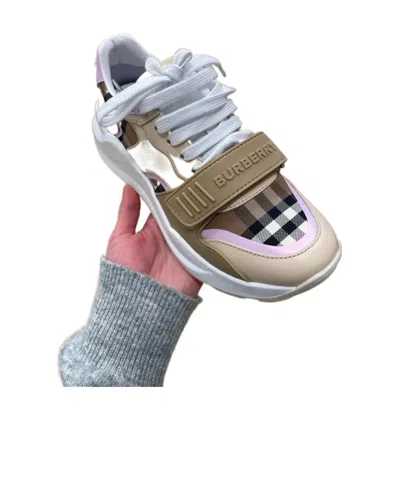 Burberry Color-blocked Plaid Sneakers In Multi