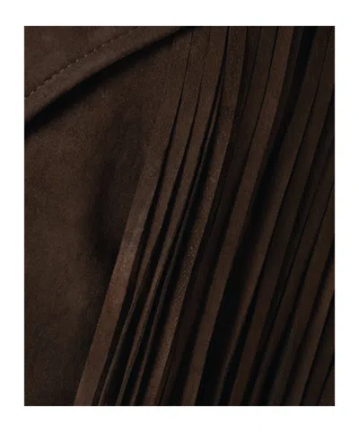 Nour Hammour Cassidy Belted Fringed Suede Jacket In Brown