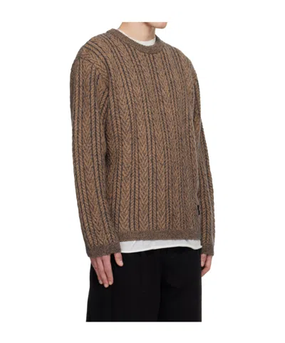 Wooyoungmi Brown Wool Blend Herringbone Sweater In Brown