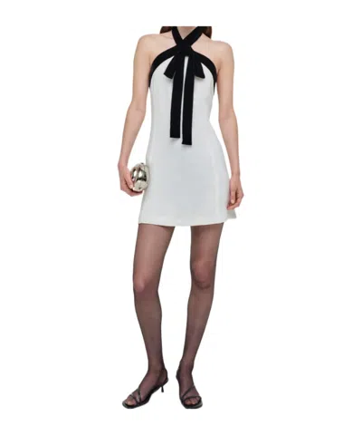 Simkhai Women's Jolie Velvet Bow-detailed Halterneck Minidress In Neutral