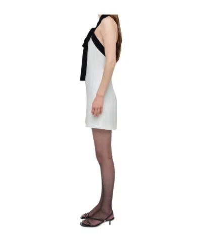 Simkhai Women's Jolie Velvet Bow-detailed Halterneck Minidress In Neutral