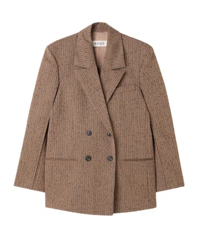 Rohe Herringbone Double-breasted Blazer In Brown