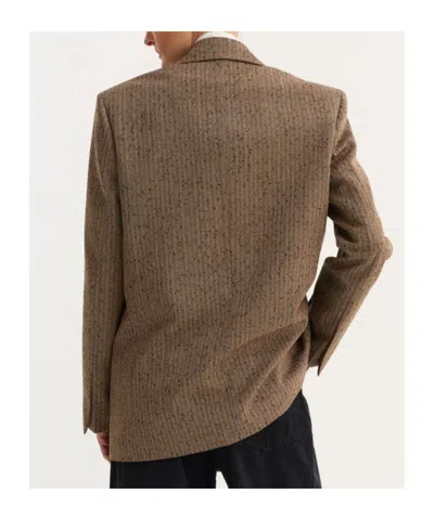 Rohe Herringbone Double-breasted Blazer In Brown