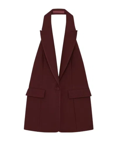 Marella Sleeveless Blazer Top In Burgundy