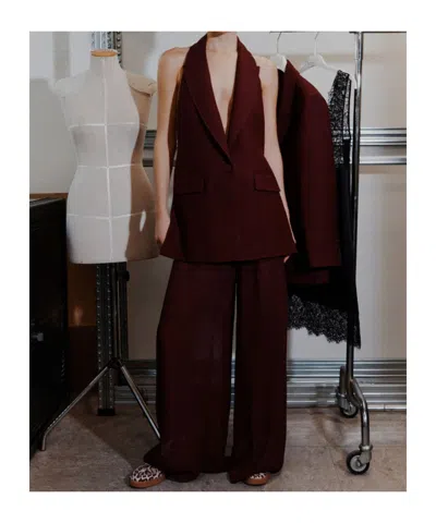 Marella Sleeveless Blazer Top In Burgundy