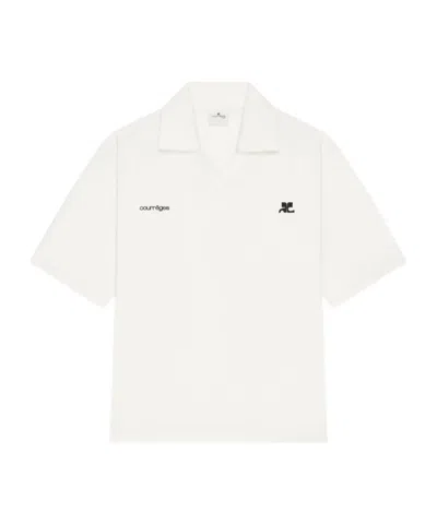 Courrèges Polo Shirt Sports Style Short Sleeves In White