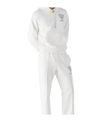 Casablanca Tennis Club Logo-print Hooded Cotton Sweatshirt In White