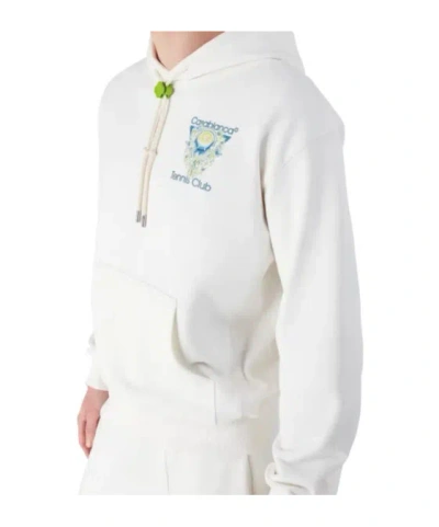 Casablanca Tennis Club Logo-print Hooded Cotton Sweatshirt In White