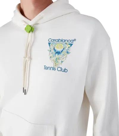 Casablanca Tennis Club Logo-print Hooded Cotton Sweatshirt In White