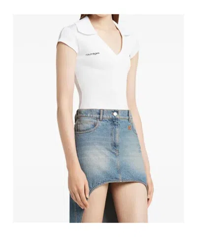 Courrèges Cropped Polo Shirt Collar Short Sleeves V Neck In Animal Print