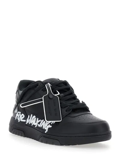 Off-white Out Of Office Black Low Top Sneakers With Arrow Patch In Leather Man In Multi