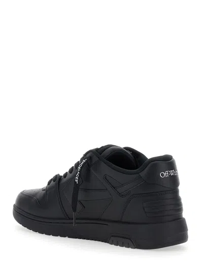 Off-white Out Of Office Black Low Top Sneakers With Arrow Patch In Leather Man In Multi