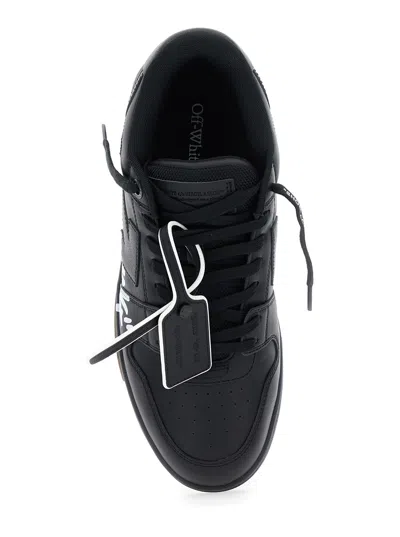Off-white Out Of Office Black Low Top Sneakers With Arrow Patch In Leather Man In Multi