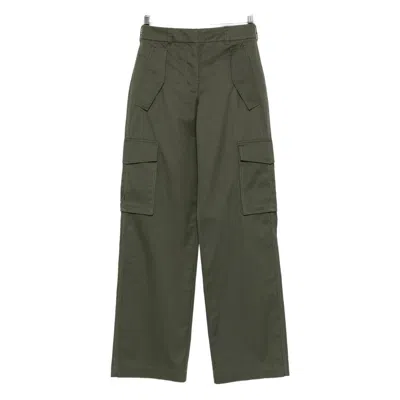 Burberry Khaki Check Trim Gabardine Cargo Pants In Green
