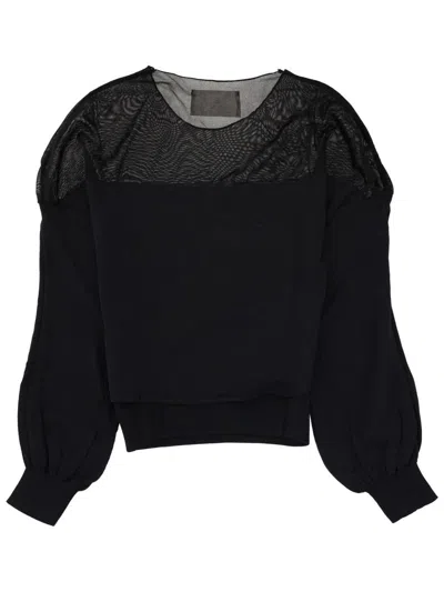 Circus Hotel Long-sleeve Round-neck Top In Black