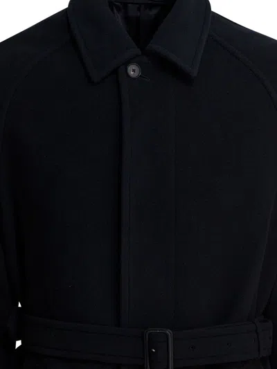 Auralee Mens Super-fine Wool Mosser Soutien Collar Coat In Black