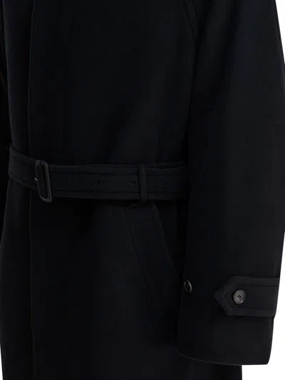 Auralee Mens Super-fine Wool Mosser Soutien Collar Coat In Black