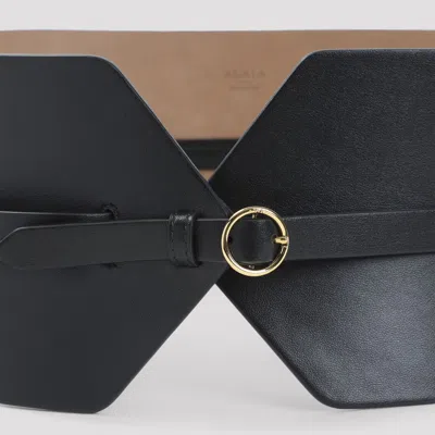 Alaïa Structured Bustier Belt Gold Tone Buckle In Brown