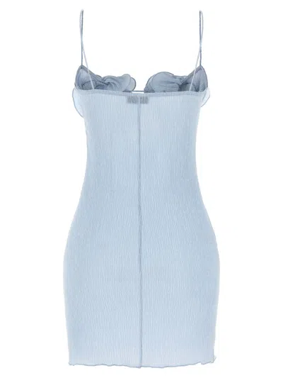 Magda Butrym Embellished Textured Lyocell-blend Mini Dress In Blue