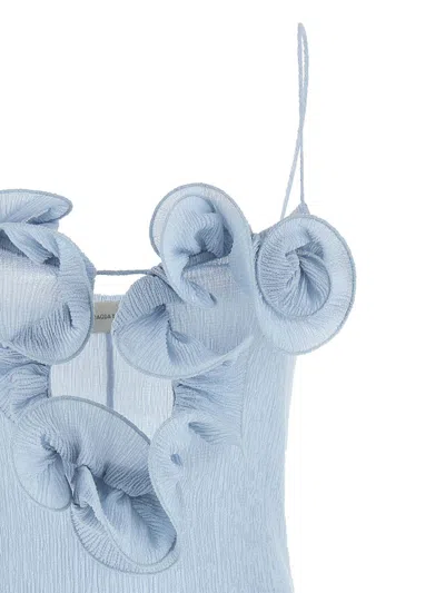 Magda Butrym Embellished Textured Lyocell-blend Mini Dress In Blue